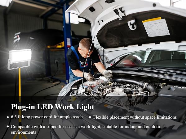 plug-in led work light with a tripod