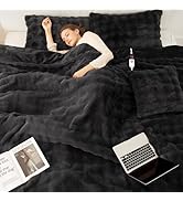 VELLUBAM Faux Rabbit Fur Bubble Full Size Heated Blanket Dark Grey - Fuzzy Soft Plush Electric Bl...