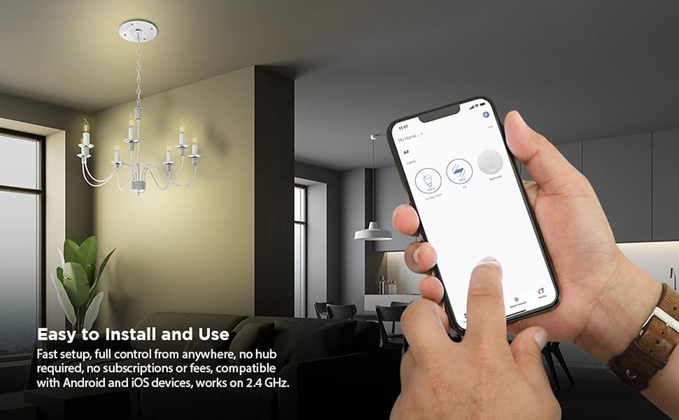 Feit Electric smart bulbs are easy to install and connect to the Feit Electric app.