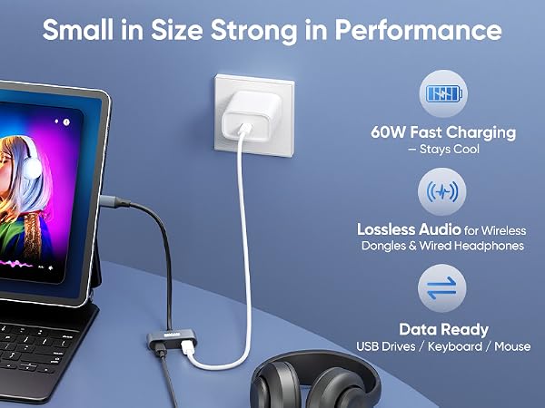 usb c splitter 1 in 2 out usbc hub adapter usb c to dual usb c power and data charging