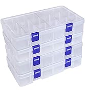 DUOFIRE Plastic Organizer Container Storage Box Adjustable Divider Removable Grid Compartment for...