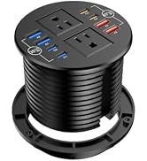 102W Recessed Power Grommet with 8 USB Ports, 3.15 inch Desk Grommet Power Strip for Conference R...