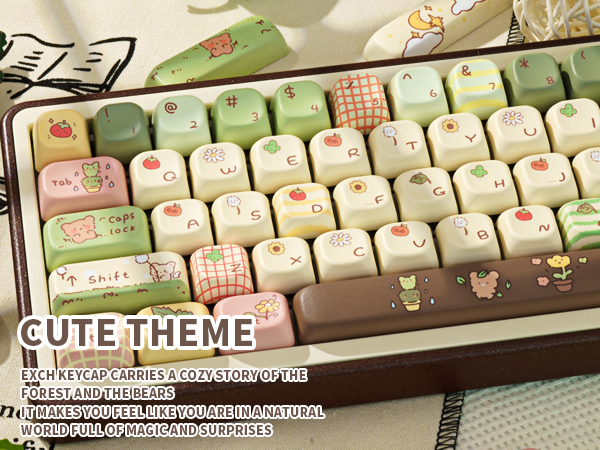 COOMICKEY Cute Keycaps, Thick PBT Keycap FOA Profile, 149 Keys Keyboard Keycaps, Dye-Sub Keycap Set