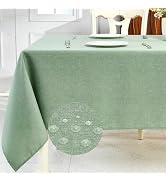 IVAPUPU Textured Linen Table Cloth for Rectangle Table - Sage Green Tablecloths Rectangular Water...