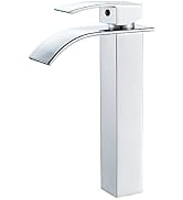 VOTON Vessel Sink Faucet Chrome Modern Tall Waterfall Bathroom Sink Faucet Single Handle Bathroom...