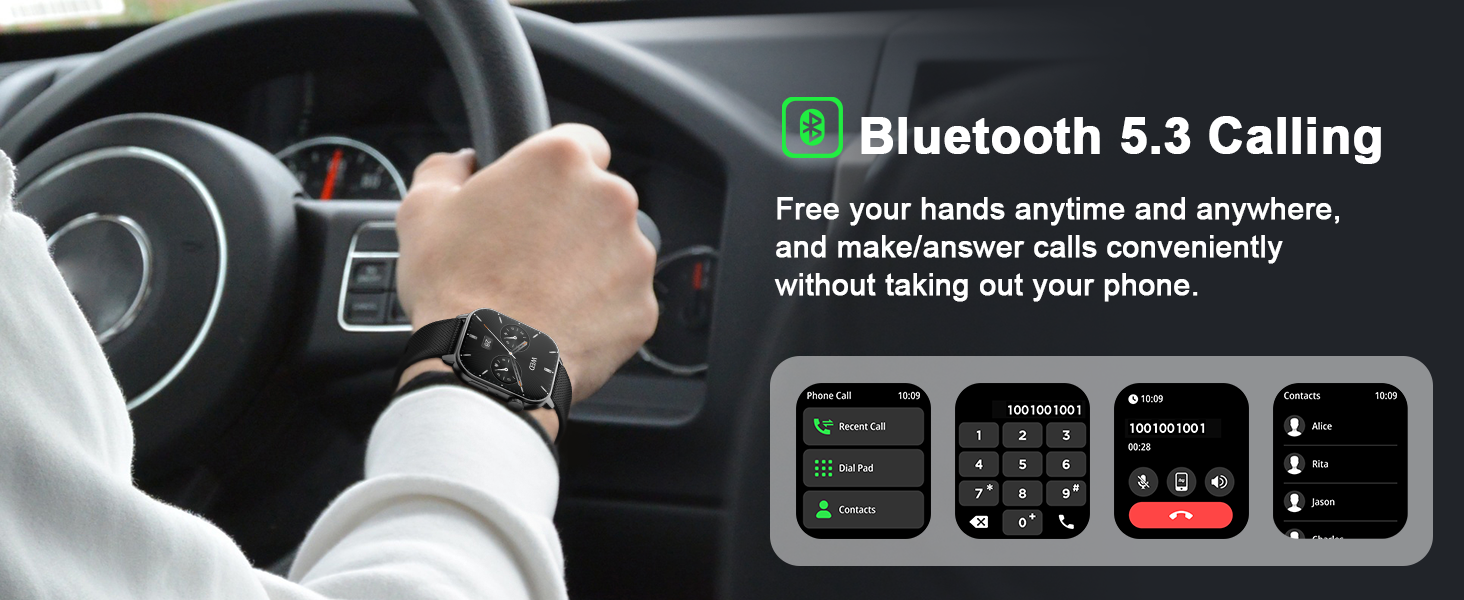 smartwatch with bluetooth 5.3 calling(make/answer calls)
