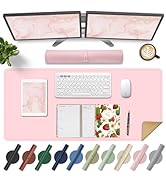 Large Desk Pad Mat 47.2" x 17", Office Desk Mat, Non-Slip PU Leather & Cork Desk Blotter for Keyb...