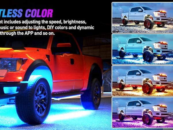 6pcs car underglow RGB neon accent strip lights