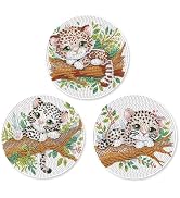 3pcs Diamond Painting kit placemats, Leopard DIY Diamond Handmade Table mat Set Suitable for Tabl...