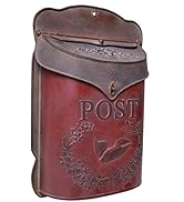 Red Co. 10.5” x 15.5” Aged Red Shabby Chic Metal Wall-Mounted Embossed Post Mailbox Decoration