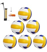 Magicorange Volleyball, 6 Pack Official Size 5 Volleyballs- PU Leather Indoor Outdoor Soft Touch ...