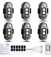 6PCS Wireless LED Lights for Car with Remote Control, Wireless LED Strobe Lights 8 Colors USB Cha...