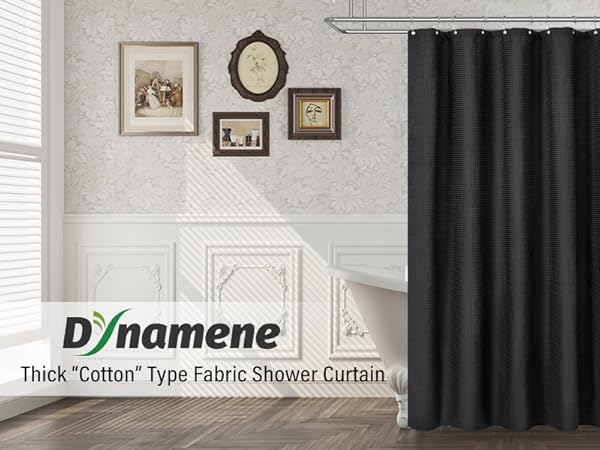 black waffle shower curtain