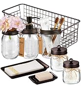 SheeChung 8PCS Bathroom Accessories Set Complete - Soap Dispenser, Mason Jar Toothbrush Holder, 2...