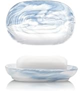 Aenfaiy Elegant Ceramic Soap Dish for Shower with Unique Marble Texture, Decorative Bar Soap Hold...