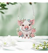 Tontut Diamond Art Painting Kits Hanging Decoration, 5D Flower Pig Diamond Art Painting, DIY Spec...