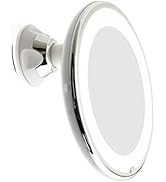 JiBen LED Lighted 10X Magnifying Makeup Mirror with Power Locking Suction Cup, Bright Diffused Li...