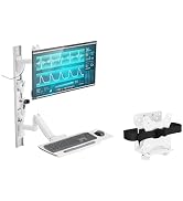 MED10 Medical Monitor Wall Mount with Folding Keyboard Tray and Mouse Pad | Scanner Holder | Heav...
