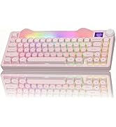 Womier K80 75% Wireless Mechanical Keyboard with Screen and Knob Keyboard | Pink Cat Creamy Bluet...