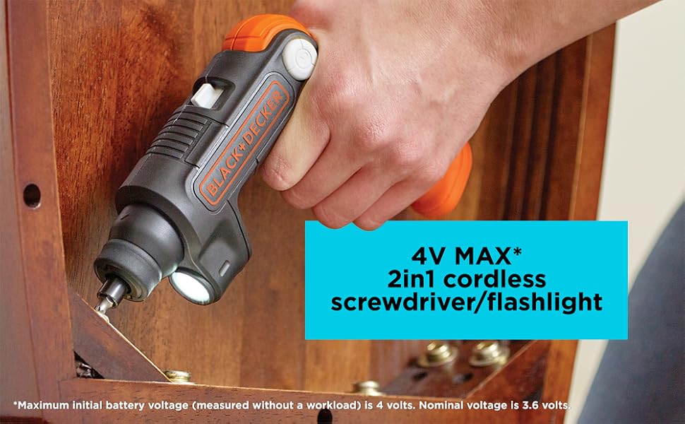 BLACK+DECKER 4V MAX Cordless Screwdriver with LED Flashlight (BDCSFL20C)