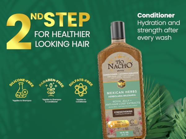 Herbal conditioner image showing hydration and strength for smoother, healthier-looking hair
