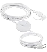9FT 2 Prong Power Cord with Foot Switch - Replacement White Flat Polarized Short US AC Power Exte...