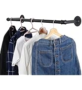 WEBI Clothing Rack Wall Mount,24" Industrial Pipe Clothes Rack for Hanging Clothes,Heavy Duty Iro...