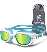 Vvinca Kids Swim Goggles, Polarized Swimming Goggles for Kids 6-14 Anti Fog Anti UV No Leak Clear...