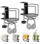 2-in-1 Desk Cup Holder with Headphone Hanger,Anti-Spill Table Water Bottle Holder,Clamp On Table ...