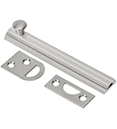 KOVOSCH Solid Brass Surface Bolt 4 Inch, Heavy Duty Concealed Slide Surface Door Bolt, Satin Nickel