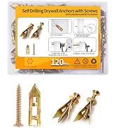 Jyphorixal 120 PCS Drywall Self Drilling Anchors with Screws Kit,60 Sheetrock Anchors (0.47X1.57i...