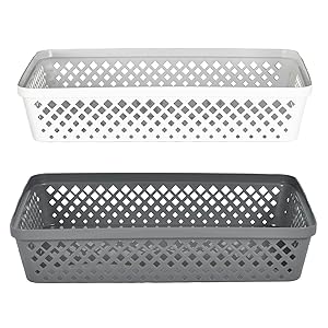 storage baskets available in white or grey