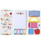 Hommie Sticky Notes Set, Teaching is A Work of Heart Divider Sticky Planner Sticky Note Teacher A...