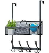 Kaiferty Over The Door Hooks Organizer, Door Hanger Towel Rack Mesh Basket with 12 Hooks ,Over Th...