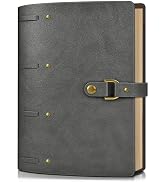 Leather Journal Notebook, 100 GSM Thick Lined Paper Refillable Vintage Travel Notebook with Gift ...