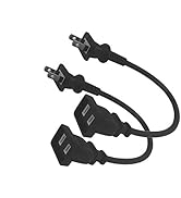 2-Prong Short Power Extension Cord 2-Pack, BolAAzuL 1ft Black Tiny Extension Cord Male to Female ...