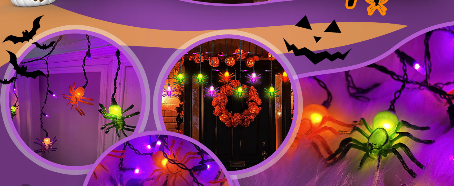 multicolor spider curtain lights halloween window spider fairy lights halloween spider string lights