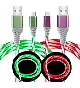 Wuucor 2 Packs Led USB C Charging Cable 3A LED Light Up USB A to USB C Fast Charger Cord Compatib...