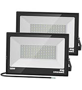 USTELLAR 120W LED Flood Lights Outdoor Hardwired 2Pack Bright 120W Equiv. 24000LM Security Light ...