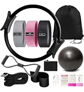 Nuplot Yoga & Pilates Essentials Kit for Women - Home Workout Equipment Set with Pilates Ring, Bo...