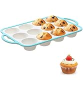 Fimary Silicone Muffin Pans for Baking 1 Pack, 2.6 Inch with Metal Reinforced Frame, Regular Size...
