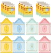 FYSUIMU Pastel Back to School Crayon Shape Tableware 4 Colors Paper Plates and Napkins for First ...