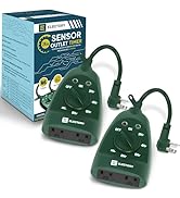 Outdoor Green Timer Outlet, 24 Hour Mechanical Christmas Light Sensor Timers Switch Plug in Dusk ...