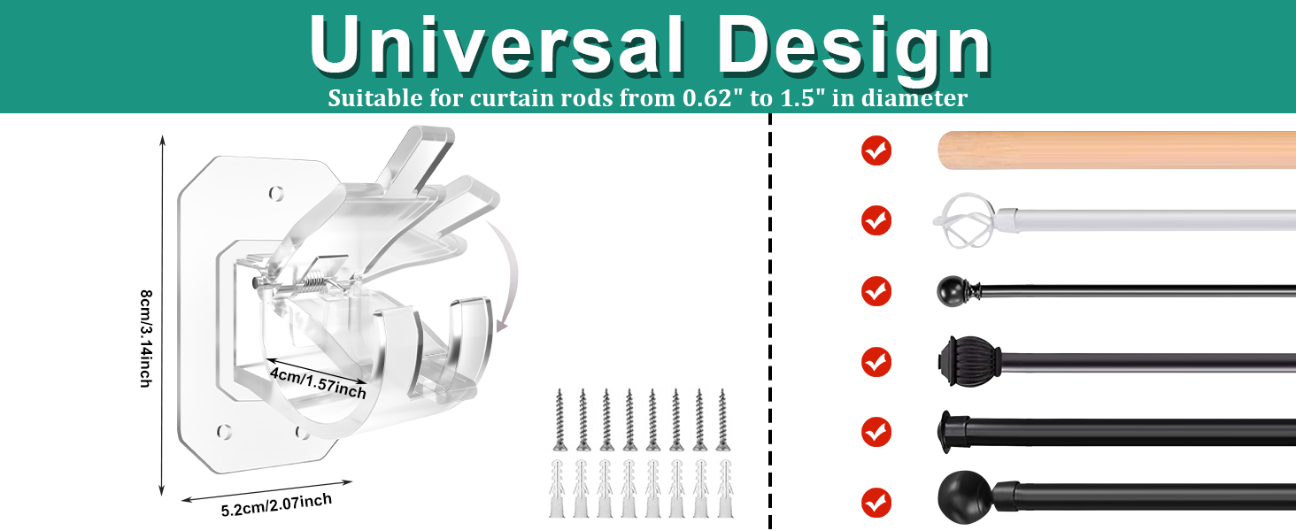 stick on curtain rod holder