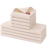 Kitinjoy 100% Cotton Kitchen Towels and Dishcloths Set, 8 Pack Waffle Weave Dish Towels Ultra Sof...