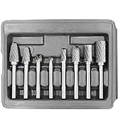 JONMON Carbide Burr Set - 8Pcs Tungsten Double Cut Rotary Files, 1/4 Shank Shank Die Grinder Dril...