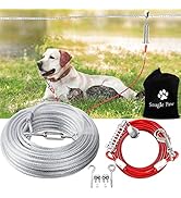 Dog Tie Out Runner for Yard,Trolley System for Large Dogs,Heavy Duty Dog Run Cable 100ft with 10f...