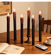 Eywamage Black Bleeding Flameless Taper Candles with Remote, Halloween LED Candlesticks Battery O...