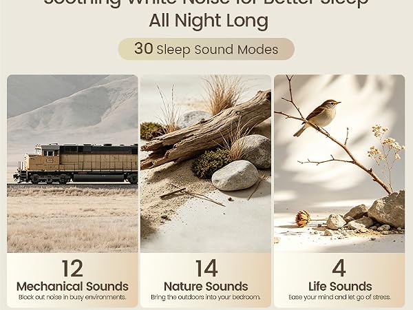Glocusent N17 Alarm Clock with Sound Machine 30 White Noise