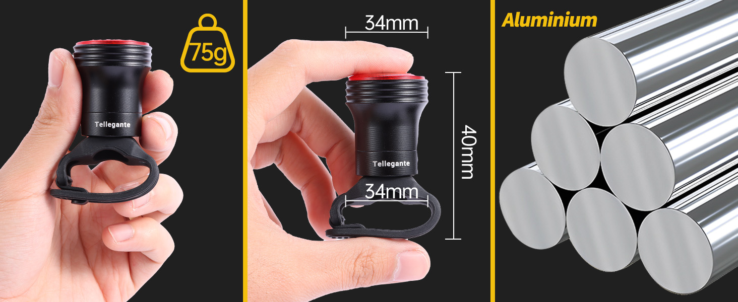 Compact black cylindrical device with technical specifications showing 54mm dimensions and aluminum material properties.
